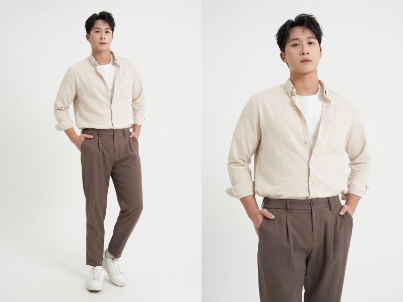 quần nâu phối áo màu gì 