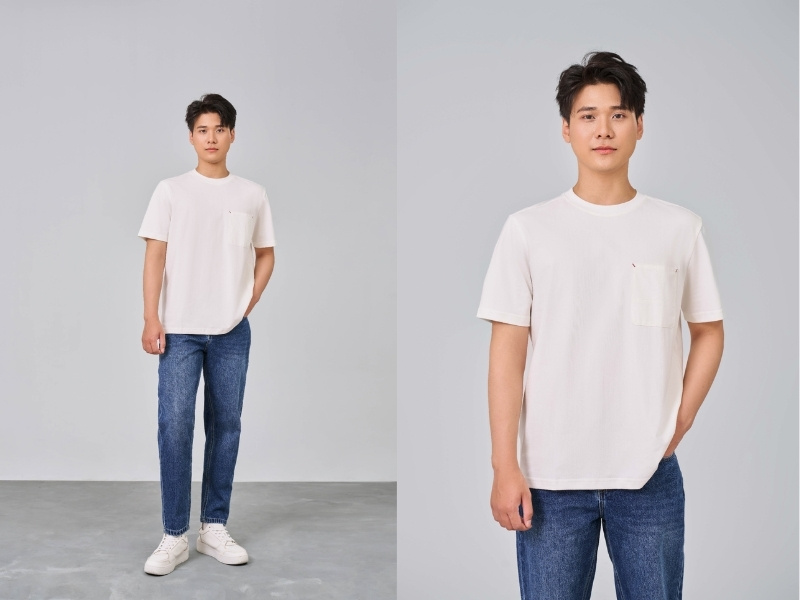 phối quần jean áo thun nam