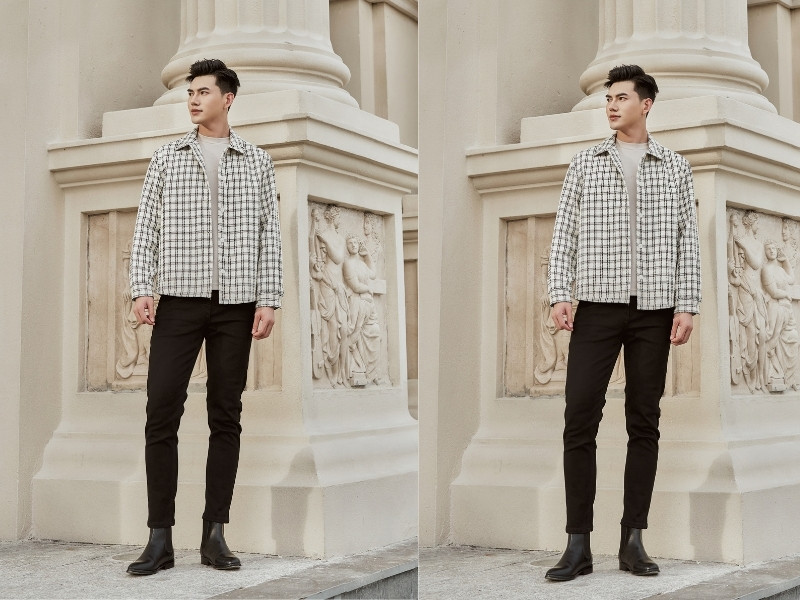 phối quần jean áo thun nam