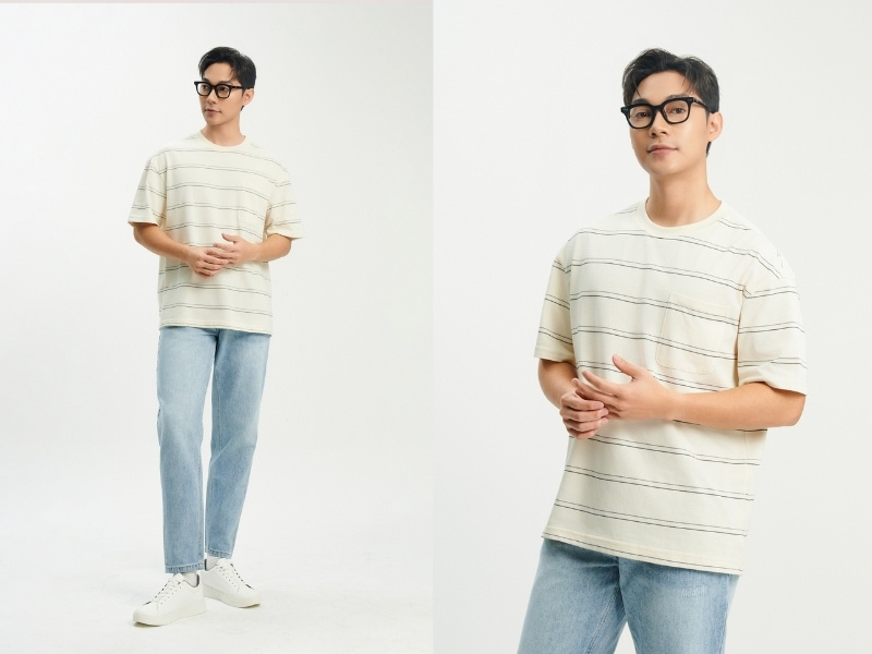 phối quần jean áo thun nam