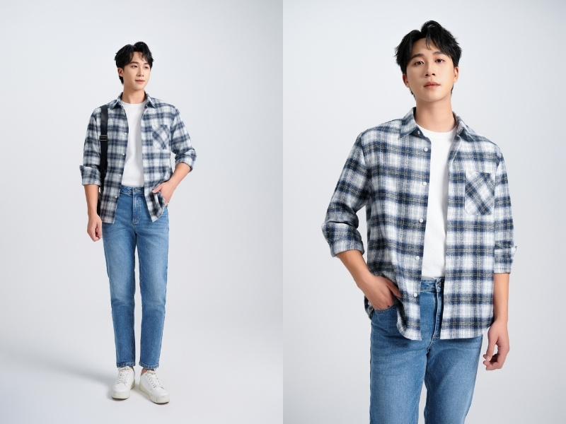 phối quần jean áo thun nam