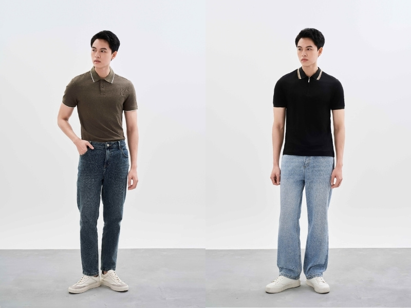 phối quần jean áo thun nam