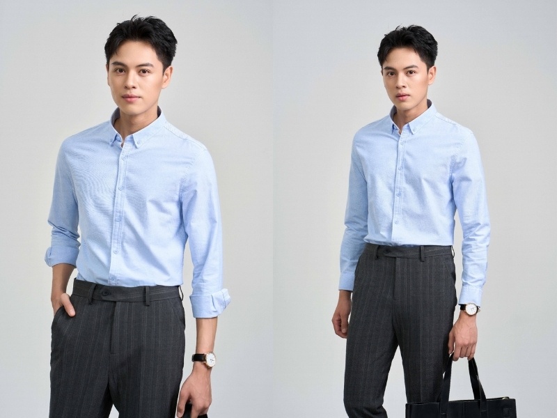Áo sơ mi xanh dương mặc với quần màu gì đẹp và lịch lãm?